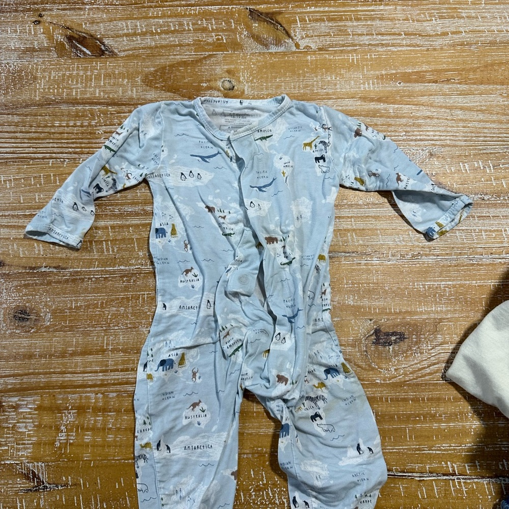 Magnetic Me Light Blue Animal Print Footie
